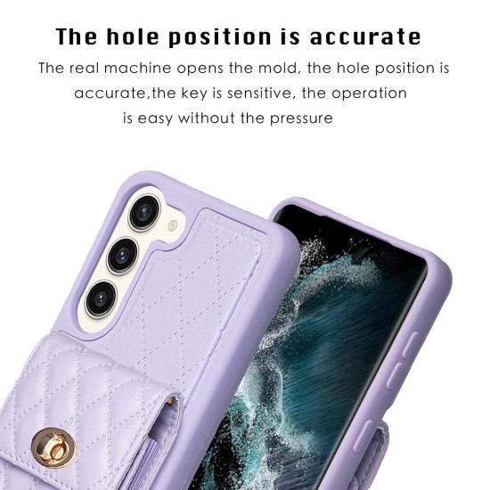 For Samsung Galaxy S23+ 5G Vertical Wallet Rhombic Leather Phone Case(Purple)