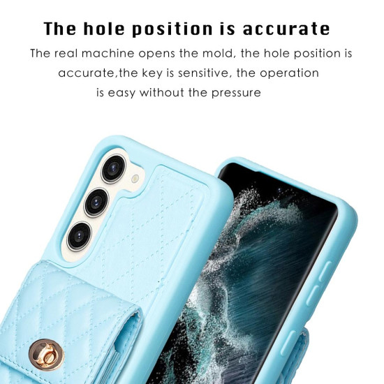 For Samsung Galaxy S23+ 5G Vertical Wallet Rhombic Leather Phone Case(Blue)