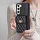 For Samsung Galaxy S23+ 5G Vertical Wallet Rhombic Leather Phone Case(Black)