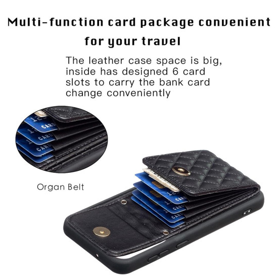 For Samsung Galaxy S23+ 5G Vertical Wallet Rhombic Leather Phone Case(Black)