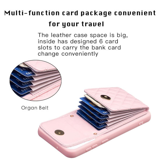 For Samsung Galaxy S23+ 5G Vertical Wallet Rhombic Leather Phone Case(Pink)