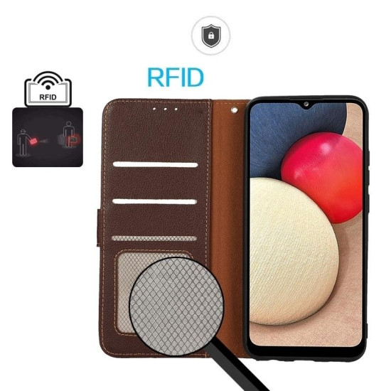 For Samsung Galaxy S24+ 5G KHAZNEH Litchi Texture Leather RFID Phone Case(Brown)