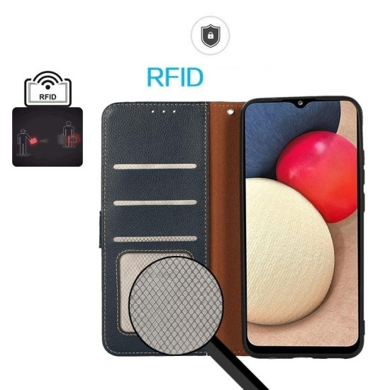 For Samsung Galaxy S24+ 5G KHAZNEH Litchi Texture Leather RFID Phone Case(Blue)