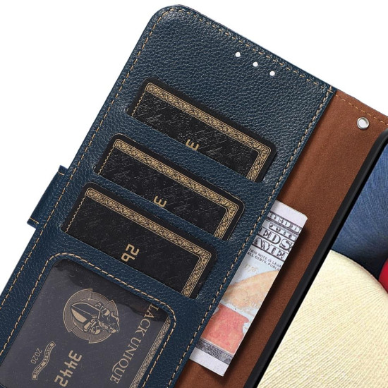 For Samsung Galaxy S24+ 5G KHAZNEH Litchi Texture Leather RFID Phone Case(Blue)