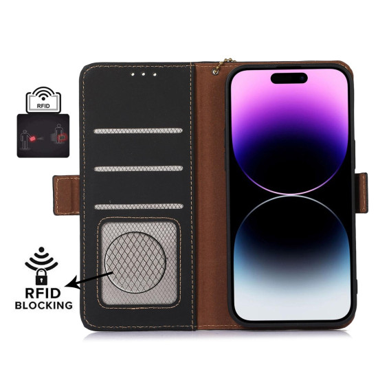 For Samsung Galaxy S24+ 5G Genuine Leather Magnetic RFID Leather Phone Case(Black)
