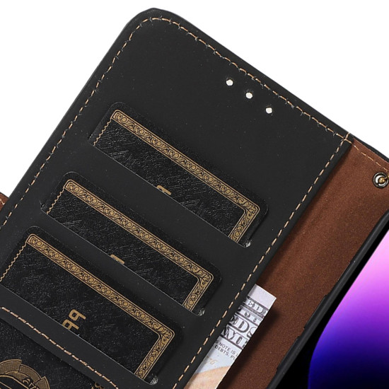 For Samsung Galaxy S24+ 5G Genuine Leather Magnetic RFID Leather Phone Case(Black)