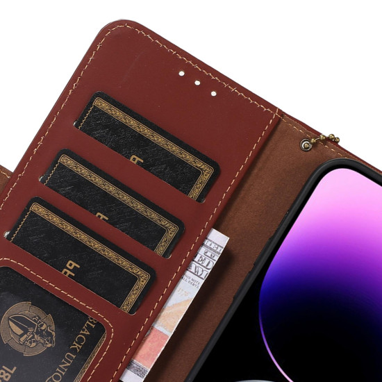 For Samsung Galaxy S24+ 5G Genuine Leather Magnetic RFID Leather Phone Case(Coffee)