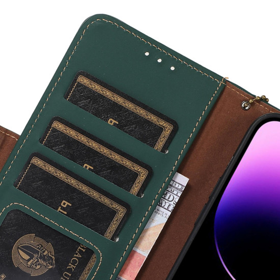 For Samsung Galaxy S24+ 5G Genuine Leather Magnetic RFID Leather Phone Case(Green)