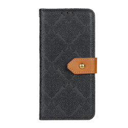 For Samsung Galaxy S24+ European Floral Embossed Leather Phone Case(Black)