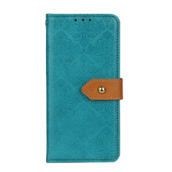 For Samsung Galaxy S24+ European Floral Embossed Leather Phone Case(Blue)