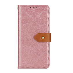 For Samsung Galaxy S24+ European Floral Embossed Leather Phone Case(Pink)