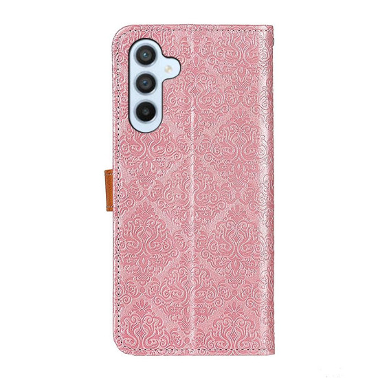 For Samsung Galaxy S24+ European Floral Embossed Leather Phone Case(Pink)