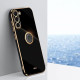 For Samsung Galaxy S24+ 5G XINLI Straight Edge 6D Electroplate TPU Phone Case with Ring Holder(Black)