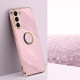 For Samsung Galaxy S24+ 5G XINLI Straight Edge 6D Electroplate TPU Phone Case with Ring Holder(Cherry Purple)