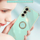 For Samsung Galaxy S24+ 5G XINLI Straight Edge 6D Electroplate TPU Phone Case with Ring Holder(Hawthrn Red)