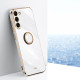 For Samsung Galaxy S24+ 5G XINLI Straight Edge 6D Electroplate TPU Phone Case with Ring Holder(White)
