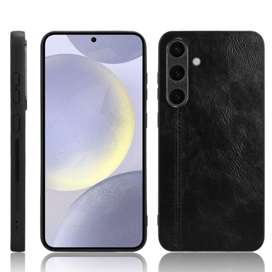 For Samsung Galaxy S24+ 5G Cow Pattern Sewing Back Cover Phone Case(Black)