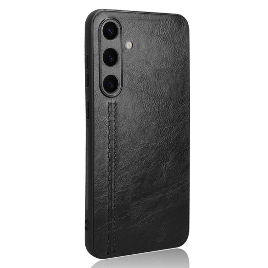 For Samsung Galaxy S24+ 5G Cow Pattern Sewing Back Cover Phone Case(Black)