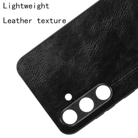 For Samsung Galaxy S24+ 5G Cow Pattern Sewing Back Cover Phone Case(Black)