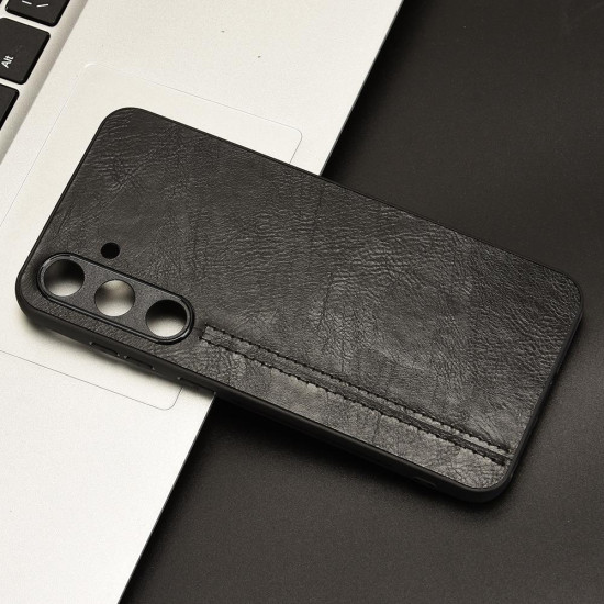 For Samsung Galaxy S24+ 5G Cow Pattern Sewing Back Cover Phone Case(Black)