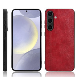 For Samsung Galaxy S24+ 5G Cow Pattern Sewing Back Cover Phone Case(Red)