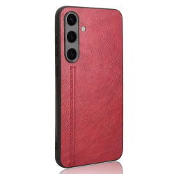 For Samsung Galaxy S24+ 5G Cow Pattern Sewing Back Cover Phone Case(Red)
