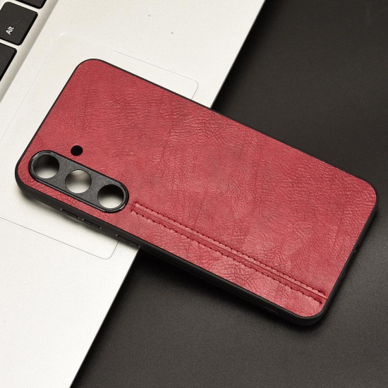 For Samsung Galaxy S24+ 5G Cow Pattern Sewing Back Cover Phone Case(Red)