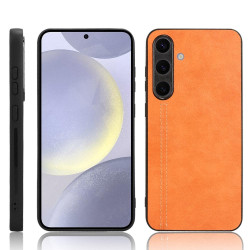 For Samsung Galaxy S24+ 5G Cow Pattern Sewing Back Cover Phone Case(Orange)