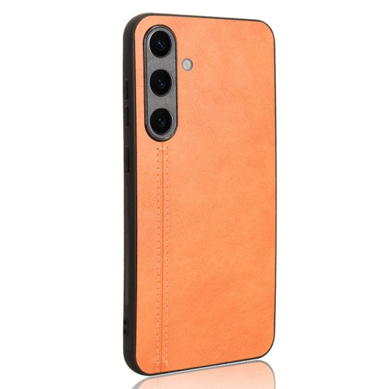 For Samsung Galaxy S24+ 5G Cow Pattern Sewing Back Cover Phone Case(Orange)