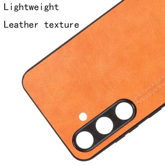 For Samsung Galaxy S24+ 5G Cow Pattern Sewing Back Cover Phone Case(Orange)