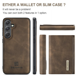 For Samsung Galaxy S24+ 5G DG.MING M1 Series 3-Fold Multi Card Wallet + Magnetic Phone Case(Coffee)