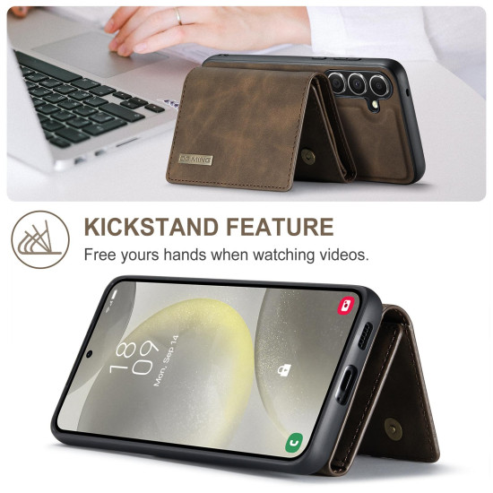 For Samsung Galaxy S24+ 5G DG.MING M1 Series 3-Fold Multi Card Wallet + Magnetic Phone Case(Coffee)