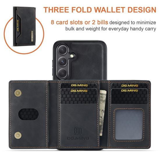 For Samsung Galaxy S24+ 5G DG.MING M2 Series 3-Fold Multi Card Bag + Magnetic Phone Case(Black)