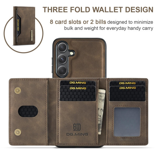 For Samsung Galaxy S24+ 5G DG.MING M2 Series 3-Fold Multi Card Bag + Magnetic Phone Case(Coffee)