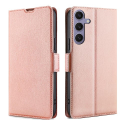For Samsung Galaxy S24+ 5G Ultra-thin Voltage Side Buckle Horizontal Flip Leather Phone Case(Rose Gold)