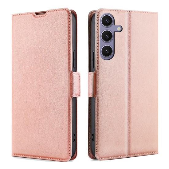 For Samsung Galaxy S24+ 5G Ultra-thin Voltage Side Buckle Horizontal Flip Leather Phone Case(Rose Gold)