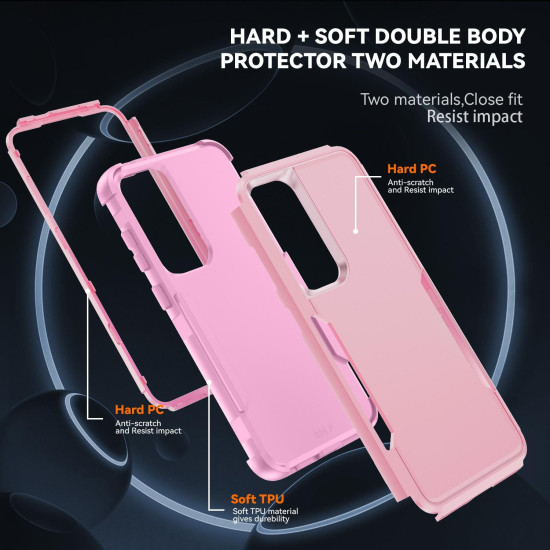 For Samsung Galaxy S24+ 5G TPU + PC Shockproof Protective Phone Case(Pink)