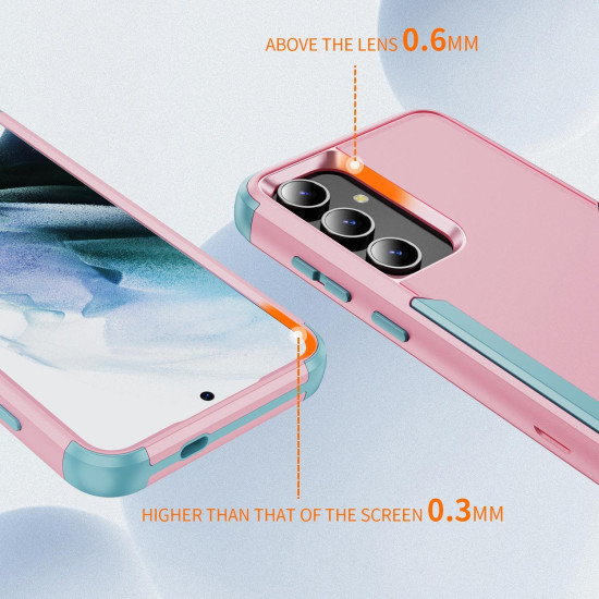 For Samsung Galaxy S24+ 5G TPU + PC Shockproof Protective Phone Case(Pink + Grey Green)