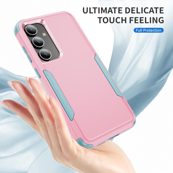 For Samsung Galaxy S24+ 5G TPU + PC Shockproof Protective Phone Case(Pink + Grey Green)