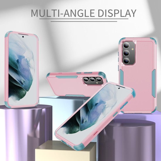 For Samsung Galaxy S24+ 5G TPU + PC Shockproof Protective Phone Case(Pink + Grey Green)