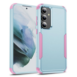 For Samsung Galaxy S24+ 5G TPU + PC Shockproof Protective Phone Case(Grey Green + Pink)