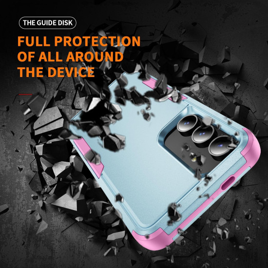 For Samsung Galaxy S24+ 5G TPU + PC Shockproof Protective Phone Case(Grey Green + Pink)