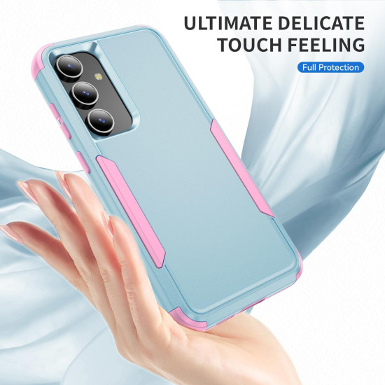 For Samsung Galaxy S24+ 5G TPU + PC Shockproof Protective Phone Case(Grey Green + Pink)