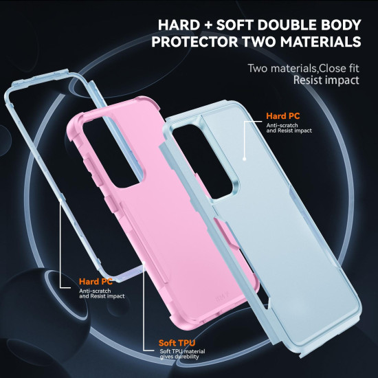 For Samsung Galaxy S24+ 5G TPU + PC Shockproof Protective Phone Case(Grey Green + Pink)