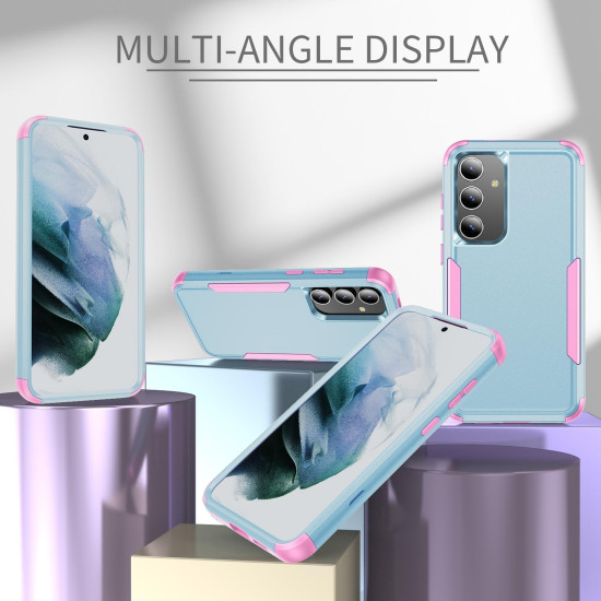 For Samsung Galaxy S24+ 5G TPU + PC Shockproof Protective Phone Case(Grey Green + Pink)