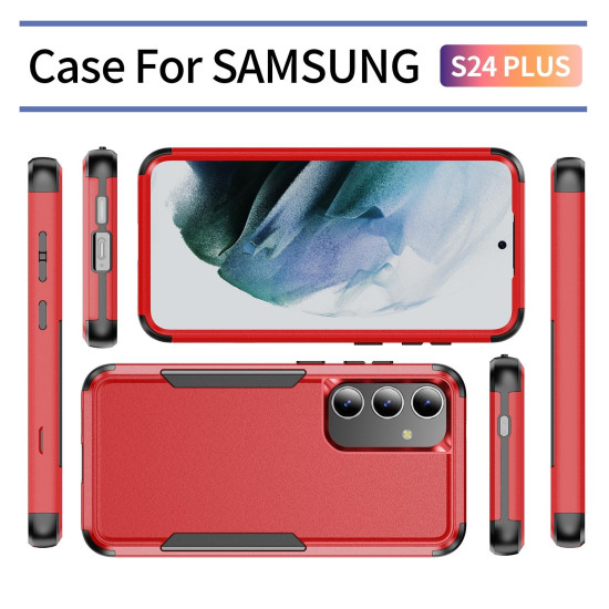For Samsung Galaxy S24+ 5G TPU + PC Shockproof Protective Phone Case(Red + Black)