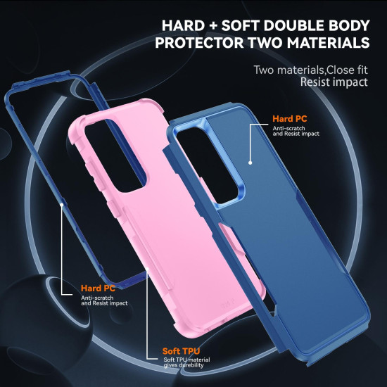 For Samsung Galaxy S24+ 5G TPU + PC Shockproof Protective Phone Case(Royal Blue + Pink)