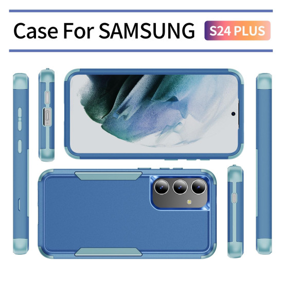 For Samsung Galaxy S24+ 5G TPU + PC Shockproof Protective Phone Case(Royal Blue + Grey Green)
