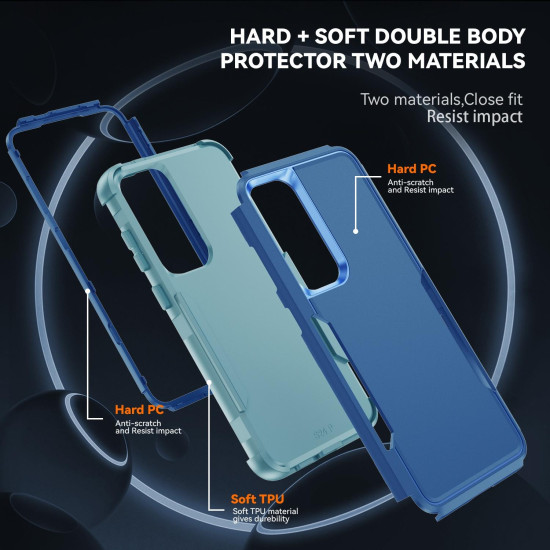 For Samsung Galaxy S24+ 5G TPU + PC Shockproof Protective Phone Case(Royal Blue + Grey Green)