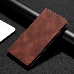 For Samsung Galaxy S24+ 5G Skin Feel Magnetic Leather Phone Case(Dark Brown)